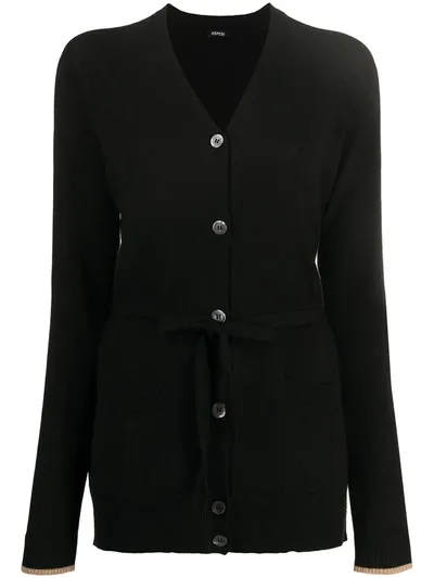 Aspesi Wool-cashmere-viscose Blend Yarn Knit Cardigan In Black