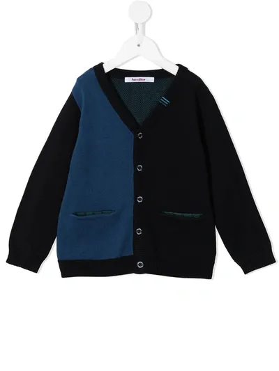 Familiar Kids' Patchwork Cotton Cardigan In Blue