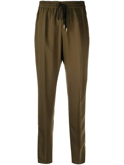 Sportmax High-waisted Side Stripe Trousers In Green