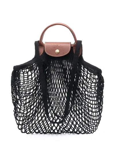 Longchamp Le Pliage Filet Mesh Bag In Black