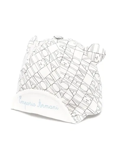 Emporio Armani Babies' Logo Print Bear Hat In White