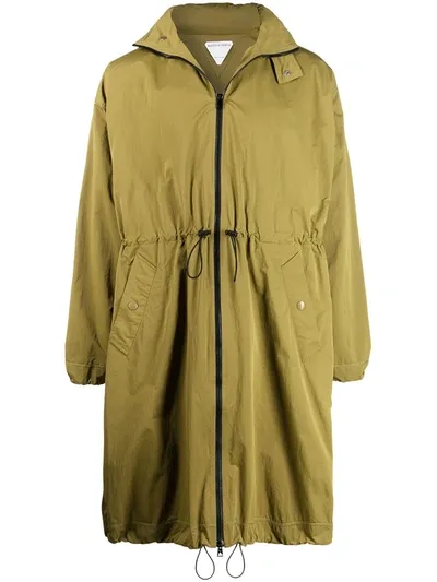 Bottega Veneta Tech Nylon Parka Coat W/ Mesh Hood In Green