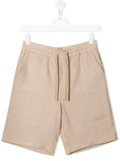 Trussardi Junior Kids' Drawstring Straight-leg Shorts In Neutrals