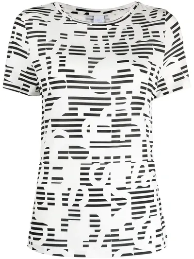 Hugo Boss Monochrome Line Print T-shirt In White