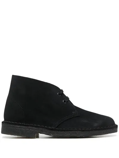 Clarks Originals Suede Desert Boots In Black