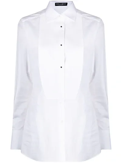 Dolce & Gabbana Slim-fit Cotton-poplin Tuxedo Shirt In White