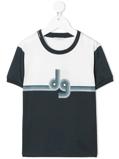 Dolce & Gabbana Kids' Panelled Logo-print T-shirt In White