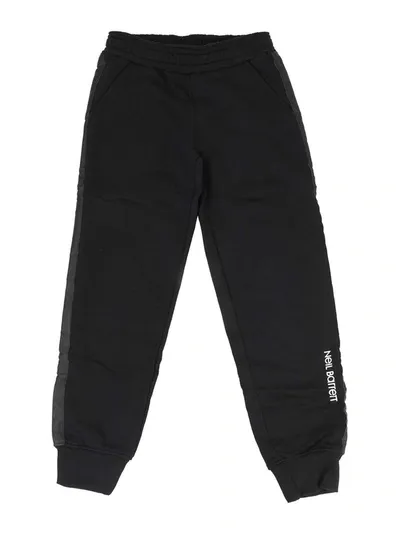 Neil Barrett Kids' Striped Band Pants In Black