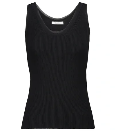 Max Mara Zadar Ribbed-knit Tank Top In Black