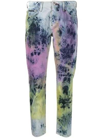 Philipp Plein Boyfriend Fit Bleached Tie-dye Jeans In Multi