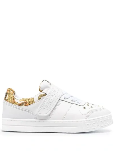 Versace Jeans Couture Crystal-embellished Low-top Sneakers In White