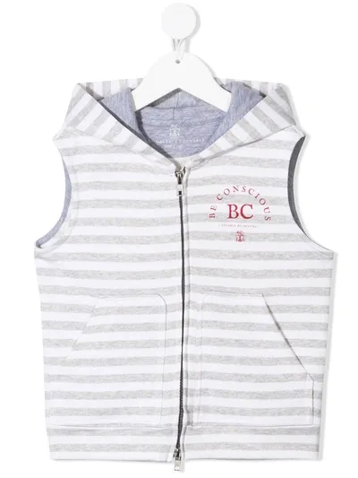 Brunello Cucinelli Kids' Be Conscious Sleeveless Hoodie In Grey