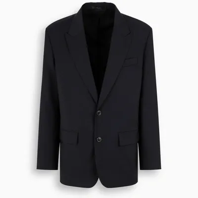 Valentino Navy Single-breasted Blazer In Blue