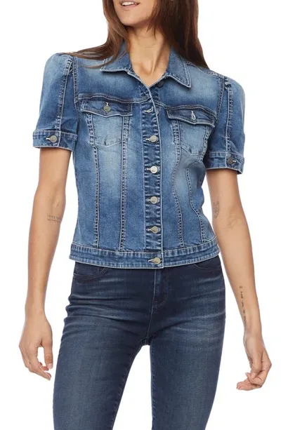 Wash Lab Puff Sleeve Denim Jacket In Metal Blue