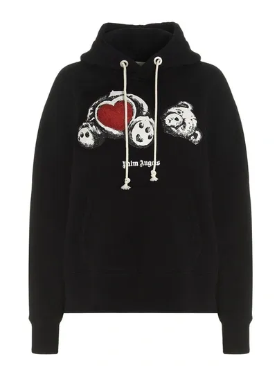 Palm Angels Black Bear In Love Hoodie