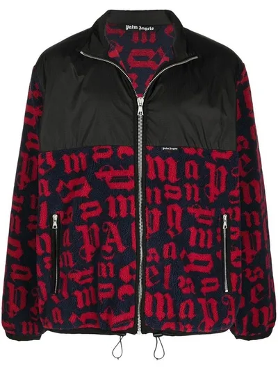 Palm Angels Navy & Red Monogram Pile Jacket