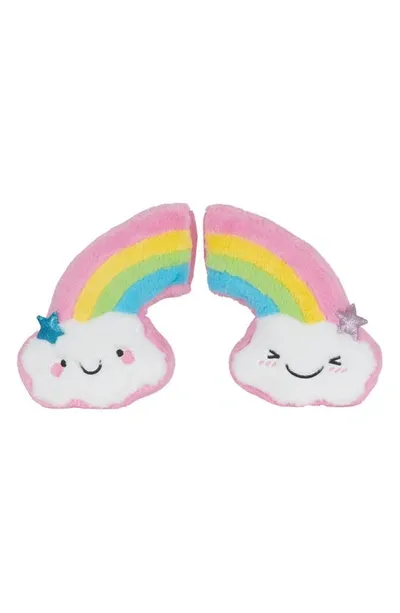 Iscream Happy Rainbow Faux Fur Pillow In Multi