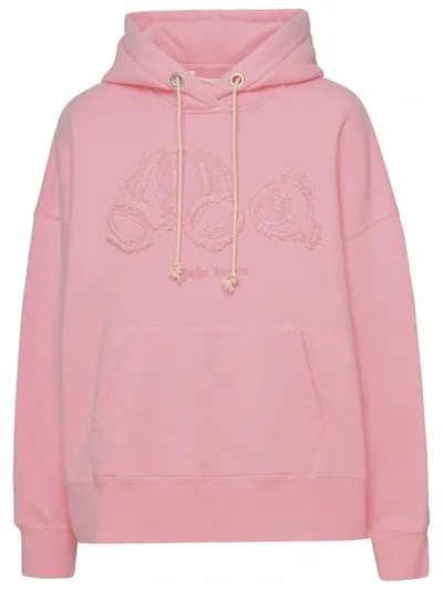 Palm Angels Military Green Tone-on-tone Bear Hoodie In Pink