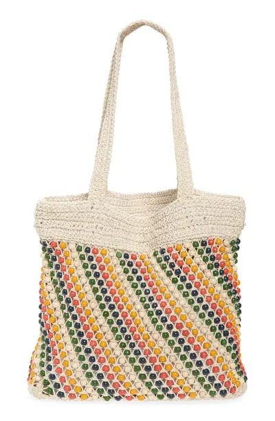 Madewell Beaded Crochet Tote Bag In Rainbow Multi