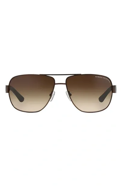 Armani Exchange Ax  64mm Oversize Aviator Sunglasses In Dk Brown