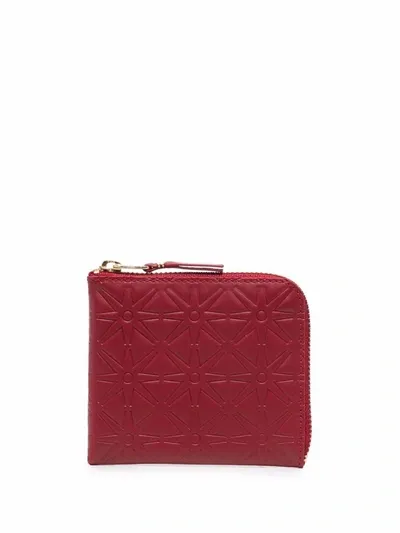 Comme Des Garçons Embossed Zipped Wallet In Red