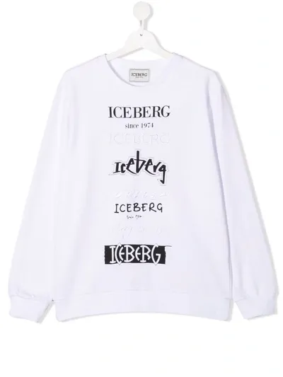 Iceberg Teen Multi-logo Sweatshirt In White