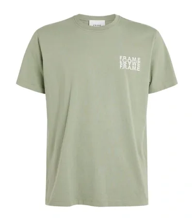 Frame Man Printed Cotton-jersey T-shirt In Green