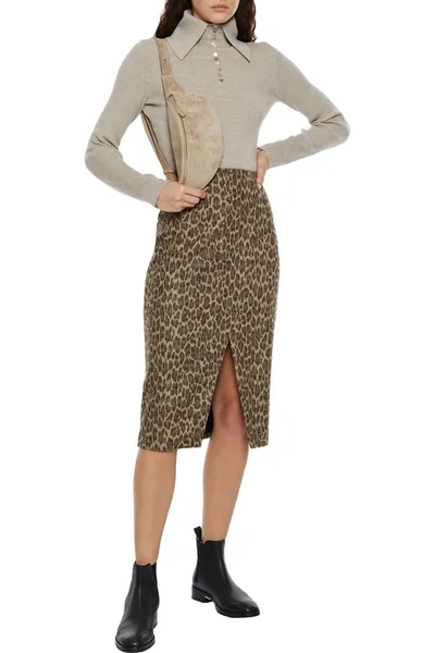 Theory Wrap-effect Leopard-print Wool-blend Flannel Skirt In Animal Print