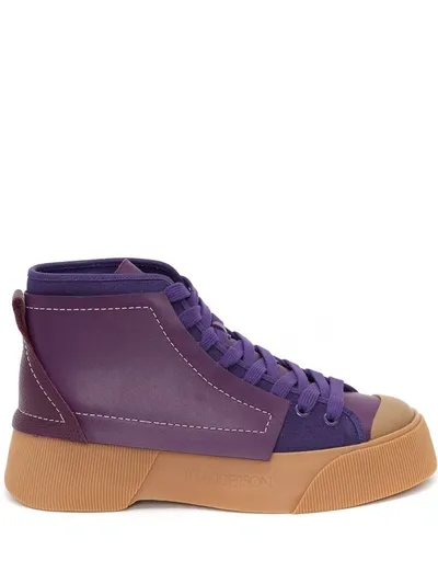 Jw Anderson Panelled High-top Sneakers In Purple