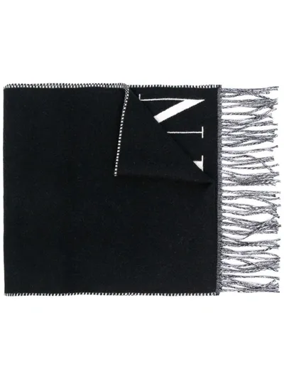 Valentino Vltn Knitted Logo Scarf In Black