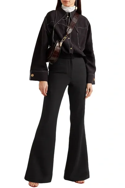 Rejina Pyo Ashley Wool-blend Cady Flared Pants In Black