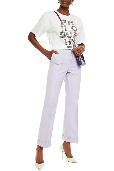 Philosophy Di Lorenzo Serafini Wool-blend Crepe Straight-leg Pants In White