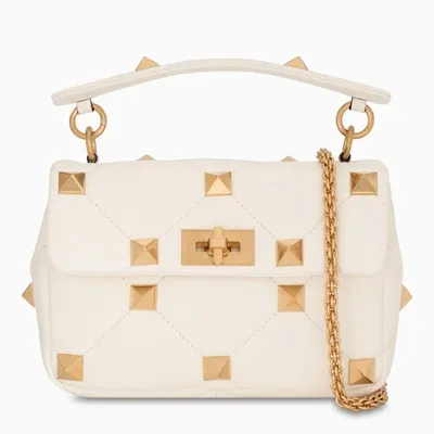 Valentino Garavani Ivory Roman Stud Quilted Chain Small Bag In White