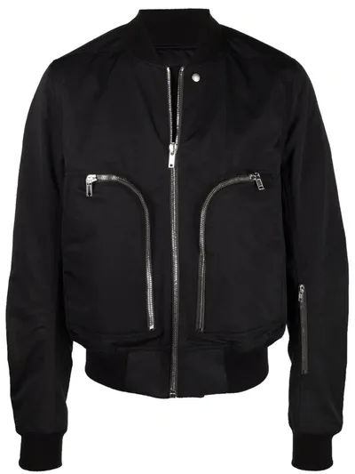 Rick Owens Zipped Cotton Serge-twill Bomber Jacket In Black