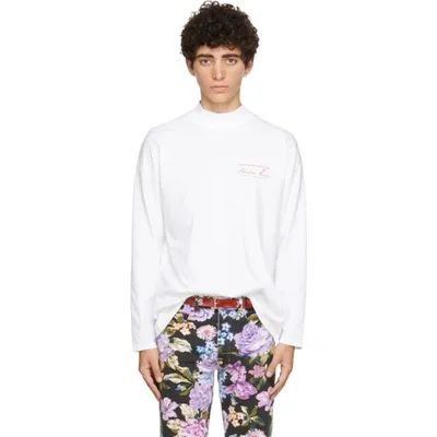 Martine Rose White Funnel Neck Logo Long Sleeve T-shirt