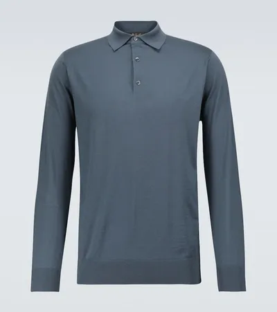 Loro Piana ml Long-sleeved Wool Polo Shirt In Grey