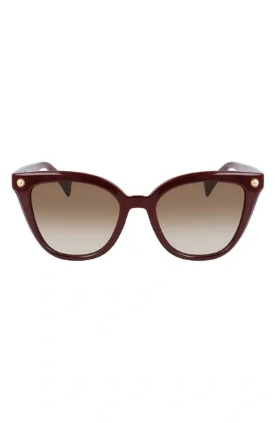 Lanvin Arpege 53mm Gradient Cat Eye Sunglasses In Burgundy