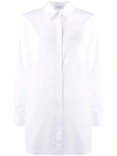 Ferragamo Long-sleeve Cotton Shirt In White