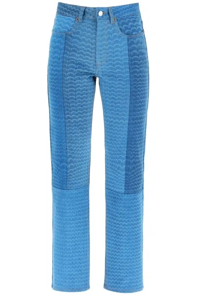 Marine Serre Moonfish Skin Panelled Jeans In Blue