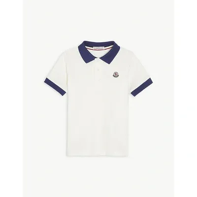 Moncler Kids' Logo Patch Cotton Polo Shirt 4-14 Years In White