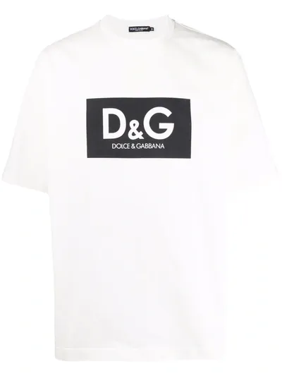 Dolce & Gabbana Logo-print Short-sleeved T-shirt In White Black