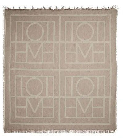 Totême Logo Wool And Cashmere Scarf In Brown