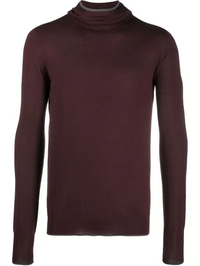 Jil Sander Fine-knit Hooded Jumper In Red