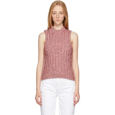 Ganni Crystal-embellished Metallic Ribbed-knit Tank In Pink