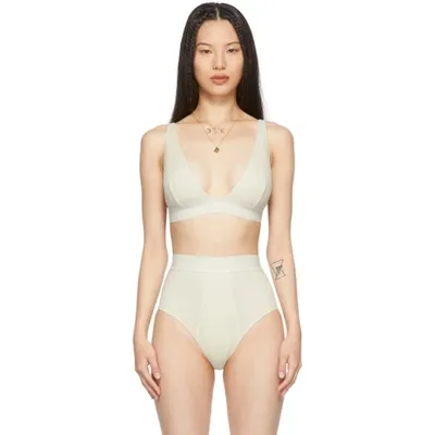 Skims Off-white Cotton 2.0 Plunge Bra In Bone