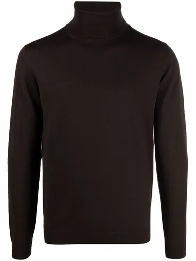 Roberto Collina Roll-neck Long-sleeve Jumper In Brown