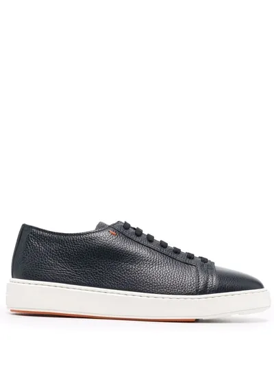 Santoni Logo Low-top Sneakers In Blue