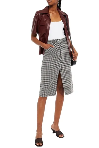 Maje Joldita Houndstooth Woven Skirt In Gray