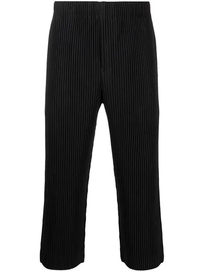 Issey Miyake Straight-leg Pleated Trousers In Navy