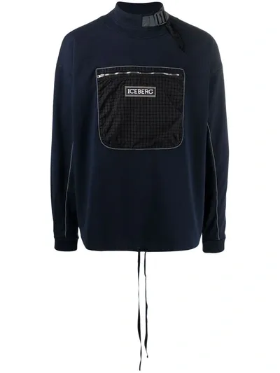 Iceberg Mock-neck Chest Pocket Sweatshirt In 蓝色